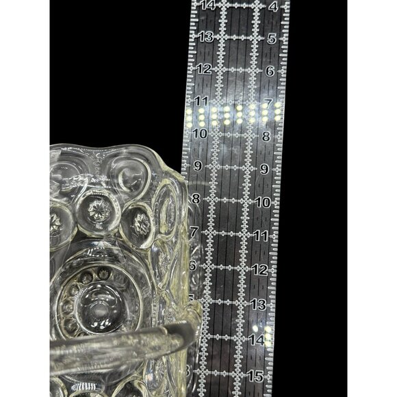 Vintage L.E. Smith Clear Moon & Stars Glass Banana Boat Basket With Handle - Picture 7 of 9